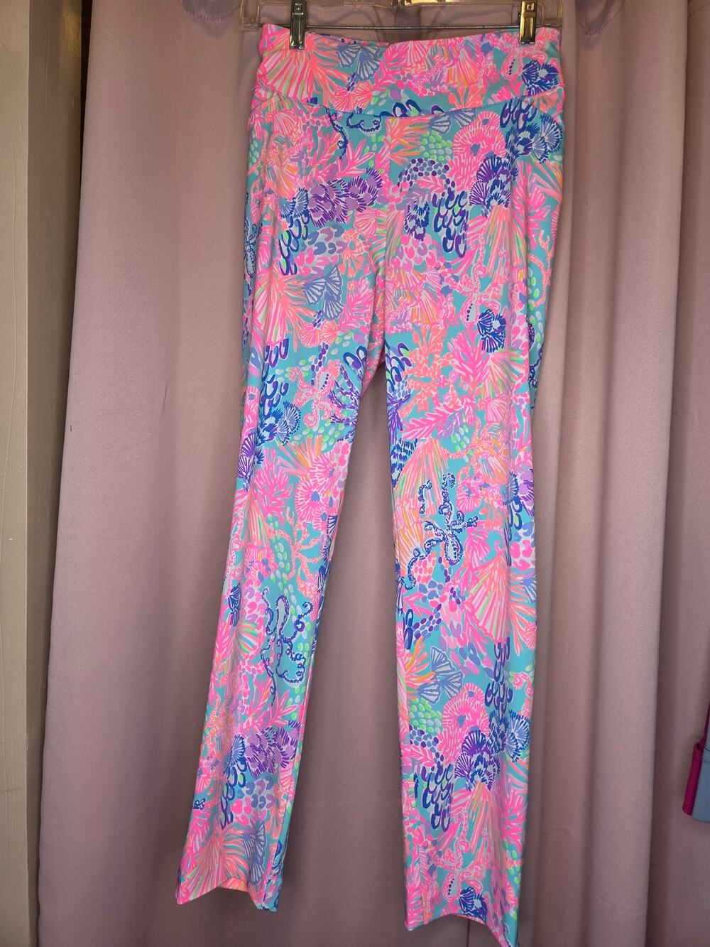 Lilly Pulitzer Emora Knit Pants Splendor in the Sand Pink Blue Tropical
